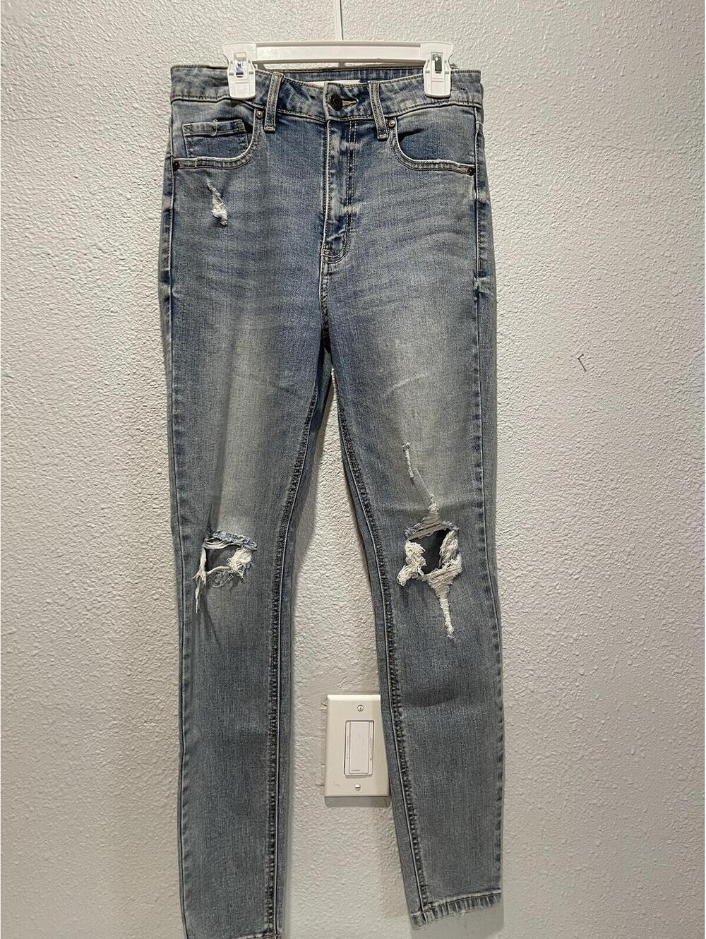 Eunina Distressed Skinny Jeans Light Wash Blue Size 5